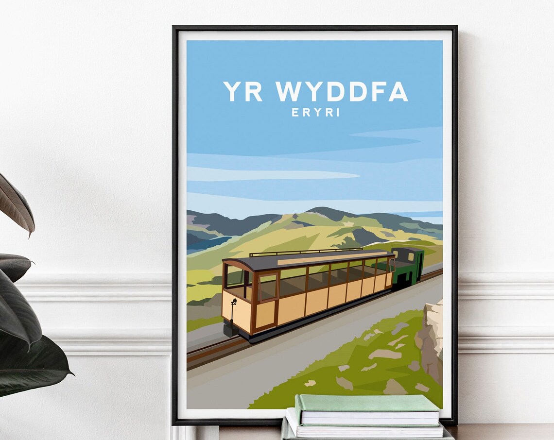 Yr Wyddfa Snowdon Wales Travel Poster, Eryri