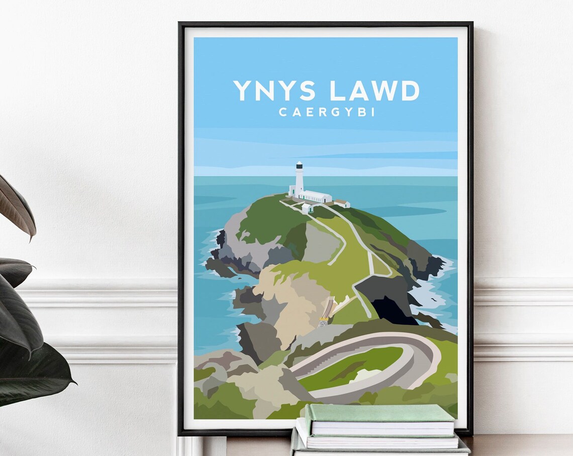 South Stack Holyhead Welsh Travel Poster, Anglesey