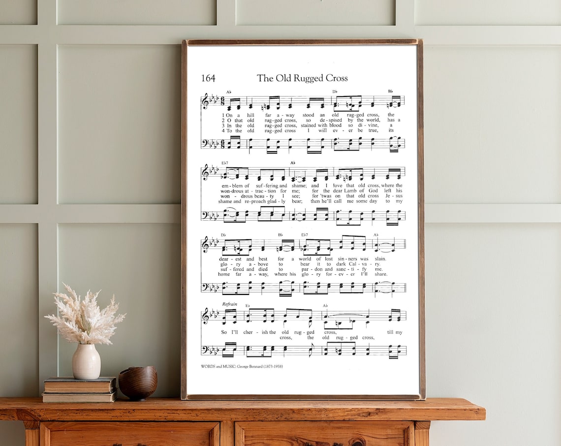 The Old Rugged Cross Hymn Sheet Music Art Print