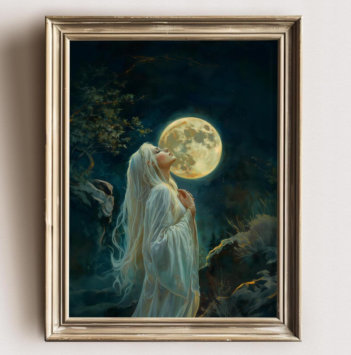 Selene Dark Academia Art Print, Greek Moon Goddess