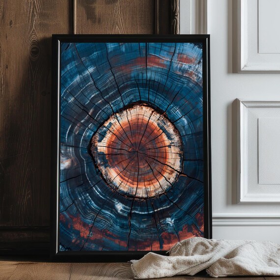 Moody Tree Ring Wall Art Abstract Colorful Tree Ring Wall Decor Dark Modern Farmhouse Dark Aesthetic Print Dark Cottagecore Art