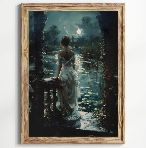 Dark Academia Print The Lake Goth Moody Victorian Wall Art Dark Decor Aesthetic Dark Cottagecore Gothic Prints Into Lake