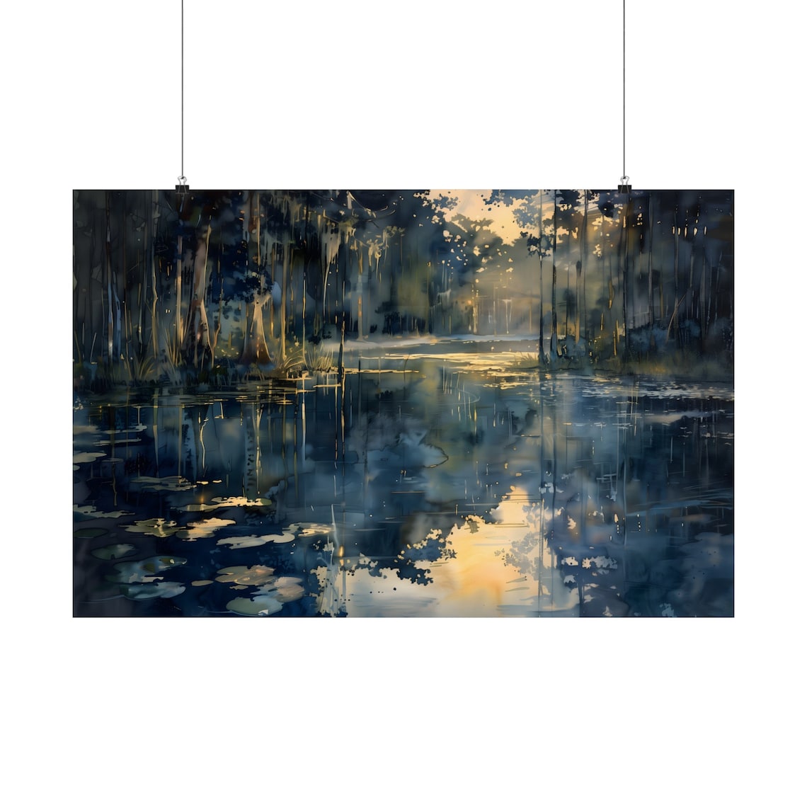 Florida River Watercolor Landscape Wetlands Art Print - Image 2