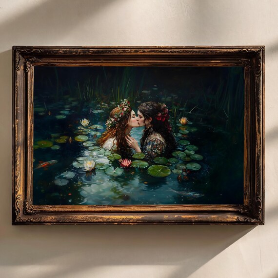 Sapphic Love Queens Gothic Art Print, Victorian
