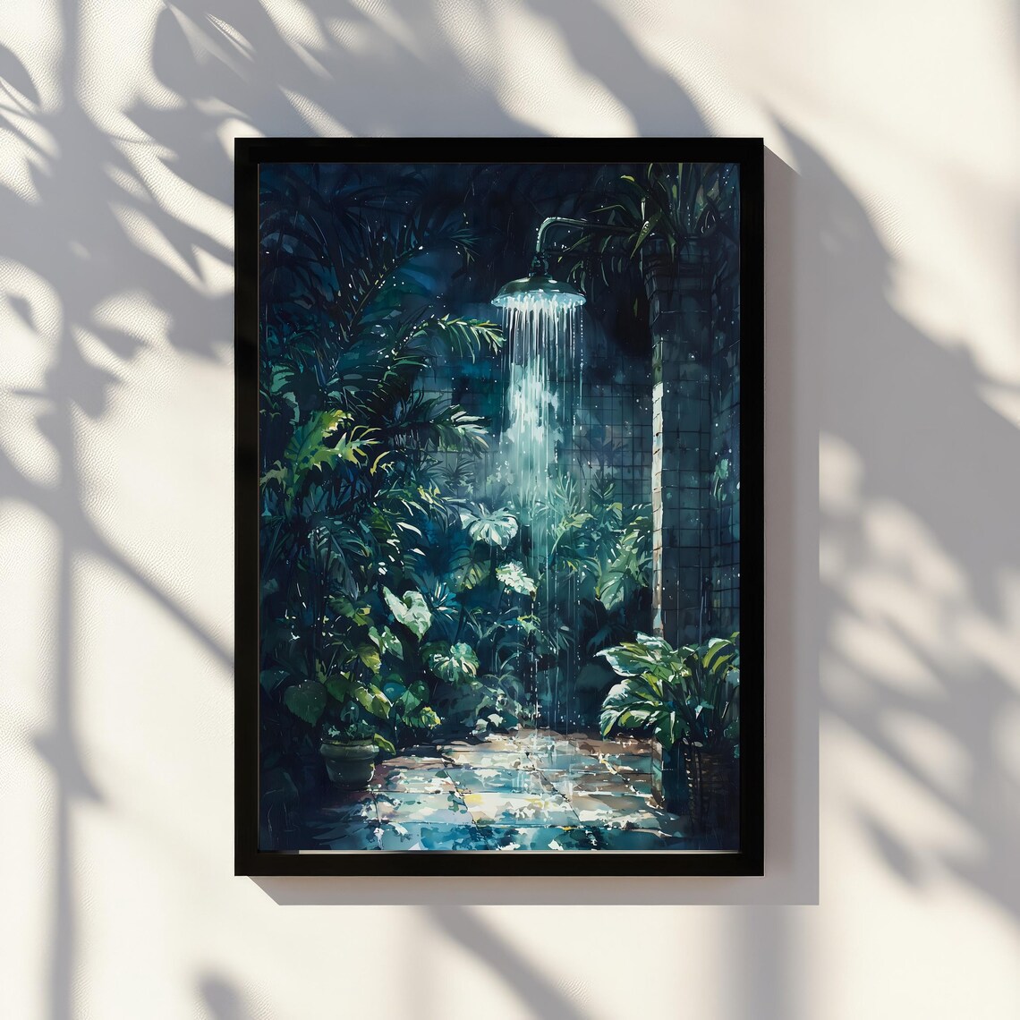 Moody Botanical Bathroom Art Print, Floral Decor - Image 2