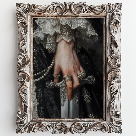 Hand Gripping Ornate Sword Dark Victorian Gothic Moody Art Poster