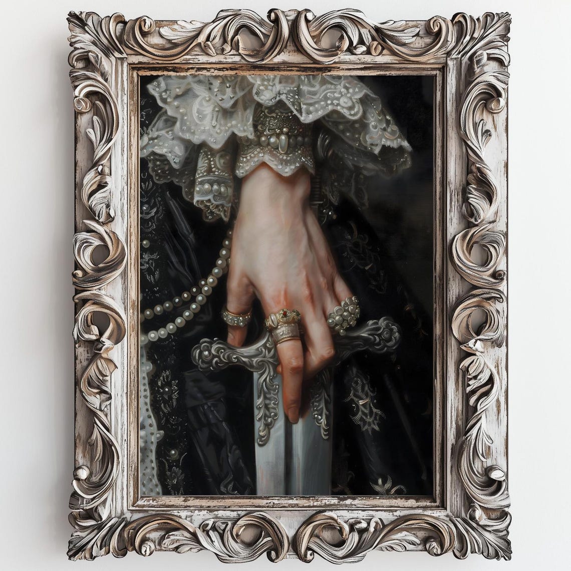 Hand Gripping Ornate Sword Dark Victorian Gothic Moody Art Poster