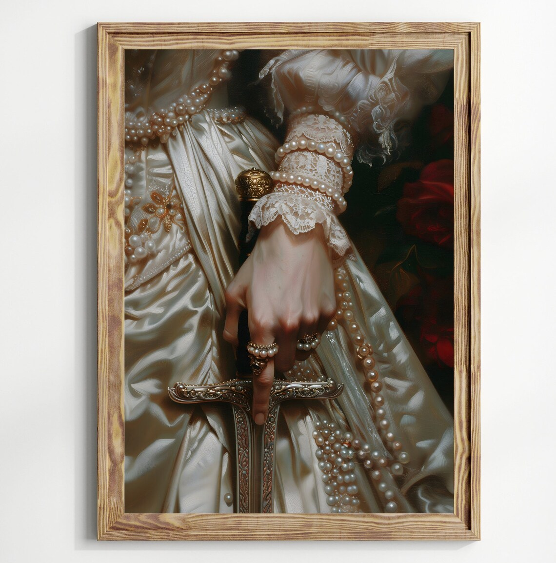 Victorian Dagger and Lace Art Print, Moody Decor - Image 3
