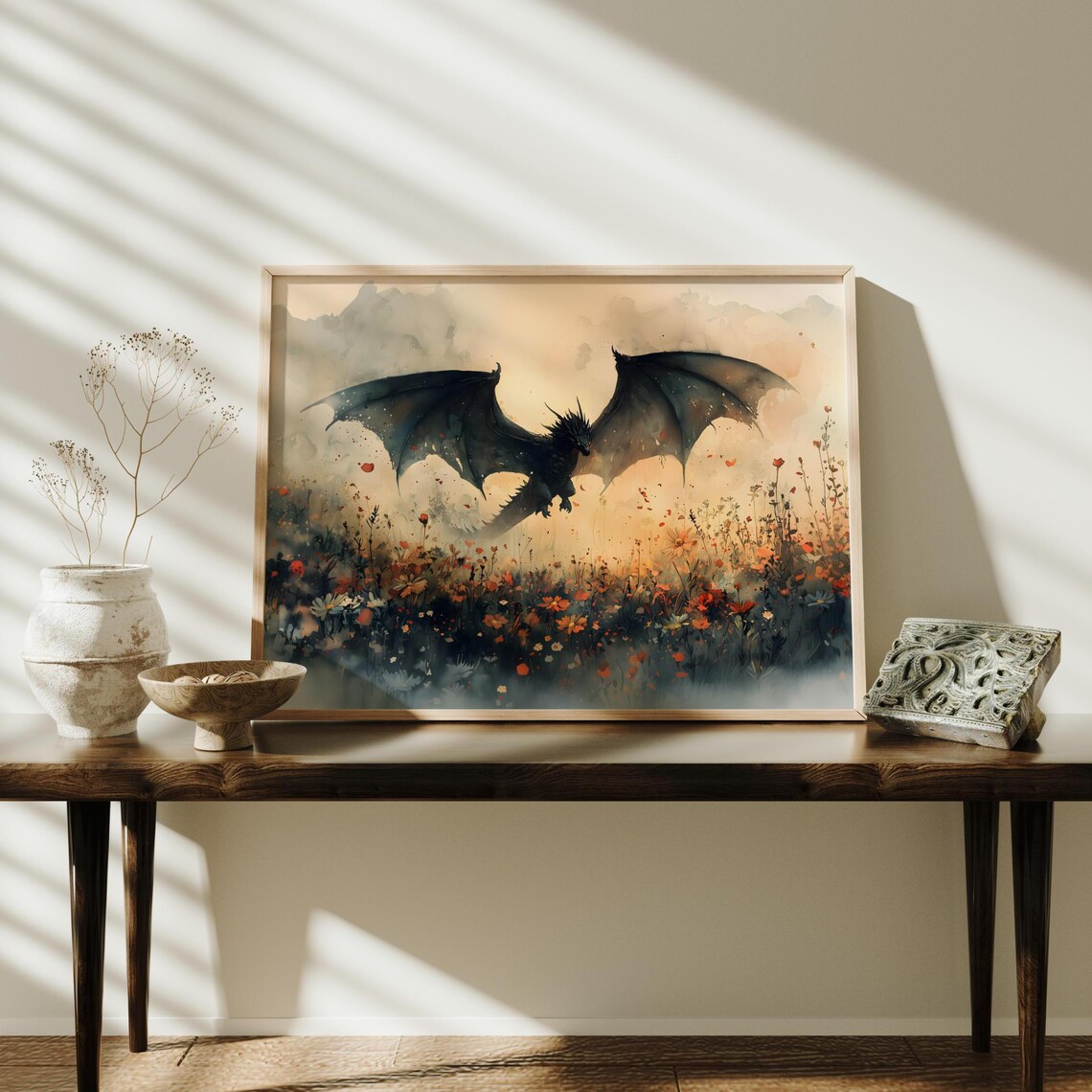 Dragon Watercolor Fantasy Art Print, Dark Academia - Image 2