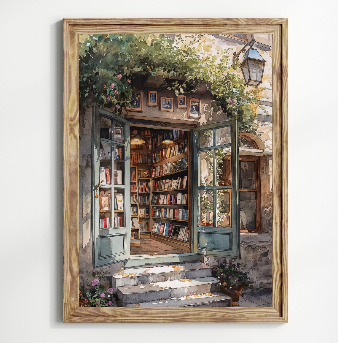 Vintage Book Shop Poster, Book Lover Reading Gift