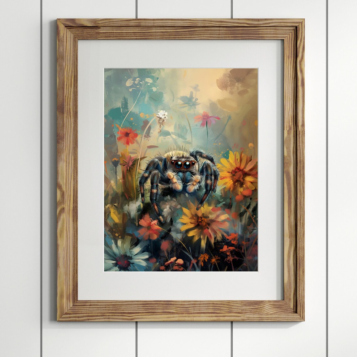 Jumping Spider Summer Cottagecore Floral Art Print - Image 2