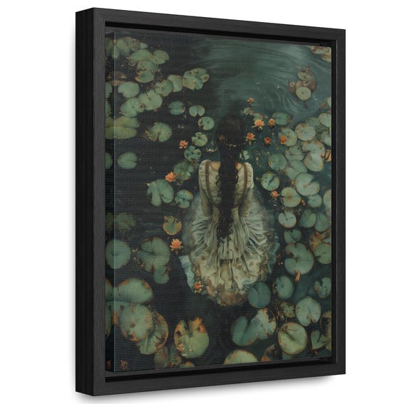 Framed Gallery Wraps Ophelia Dark Academia The Lake Goth Moody Victorian Wall Art Dark Decor Aesthetic Dark Cottagecore Gothic