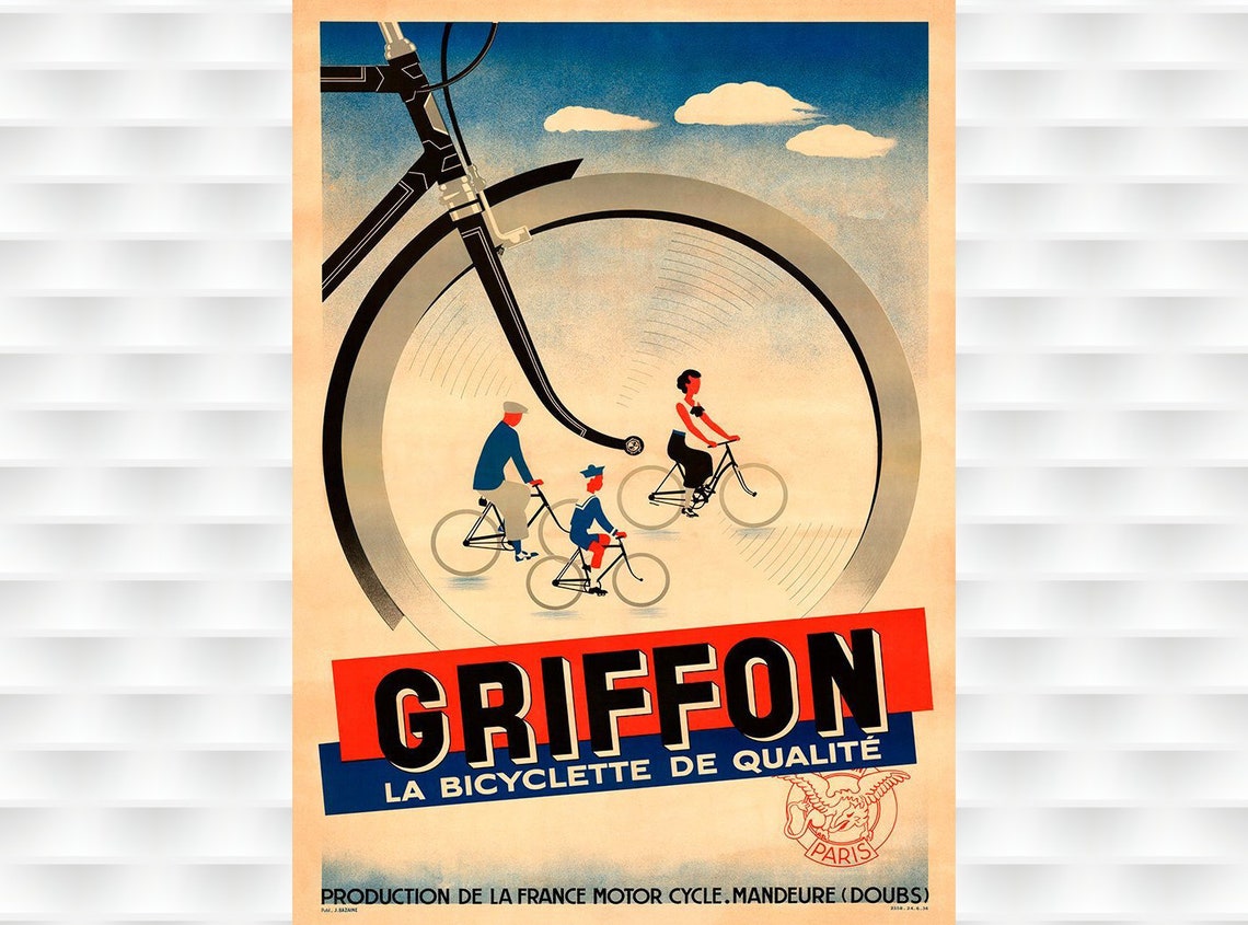 Griffon La Bicyclette de Qualité Vintage French Bicycle Poster Paris