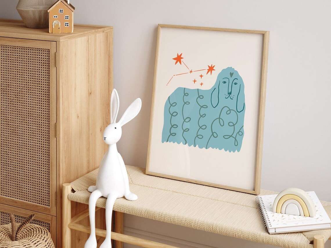 Quirky Dog Print, Boho Nursery Art Poster - Image 5