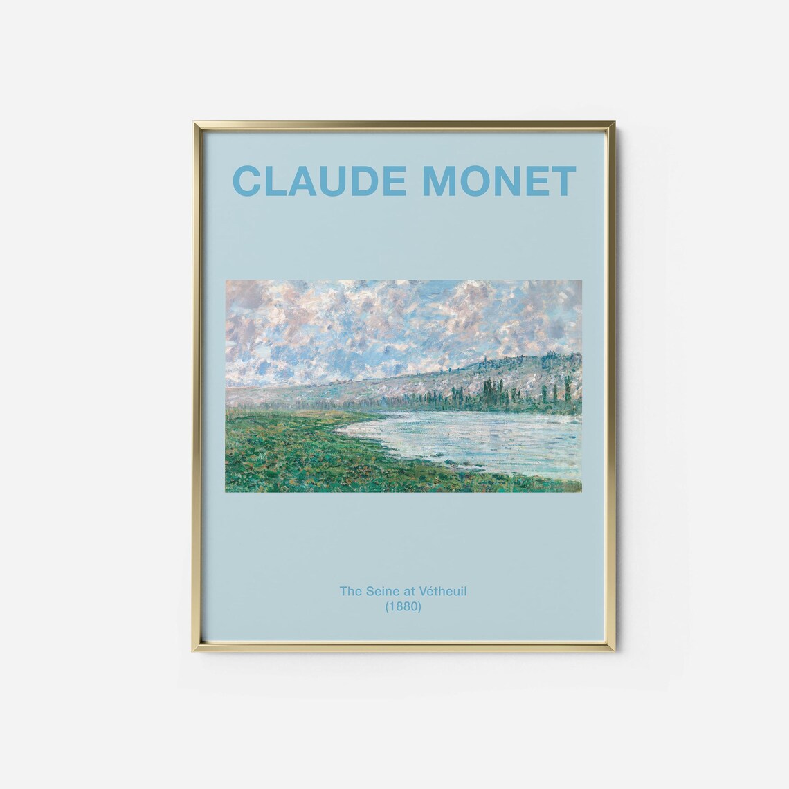 Monet The Seine at Vetheuil Blue Sky Exhibition Art Print Decor