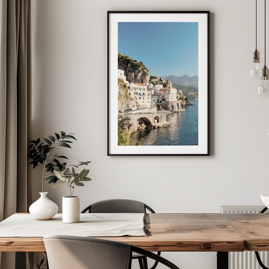 Amalfi Coast Italy Whitewashed Cliffside Town Sea View Travel Poster - Image 2