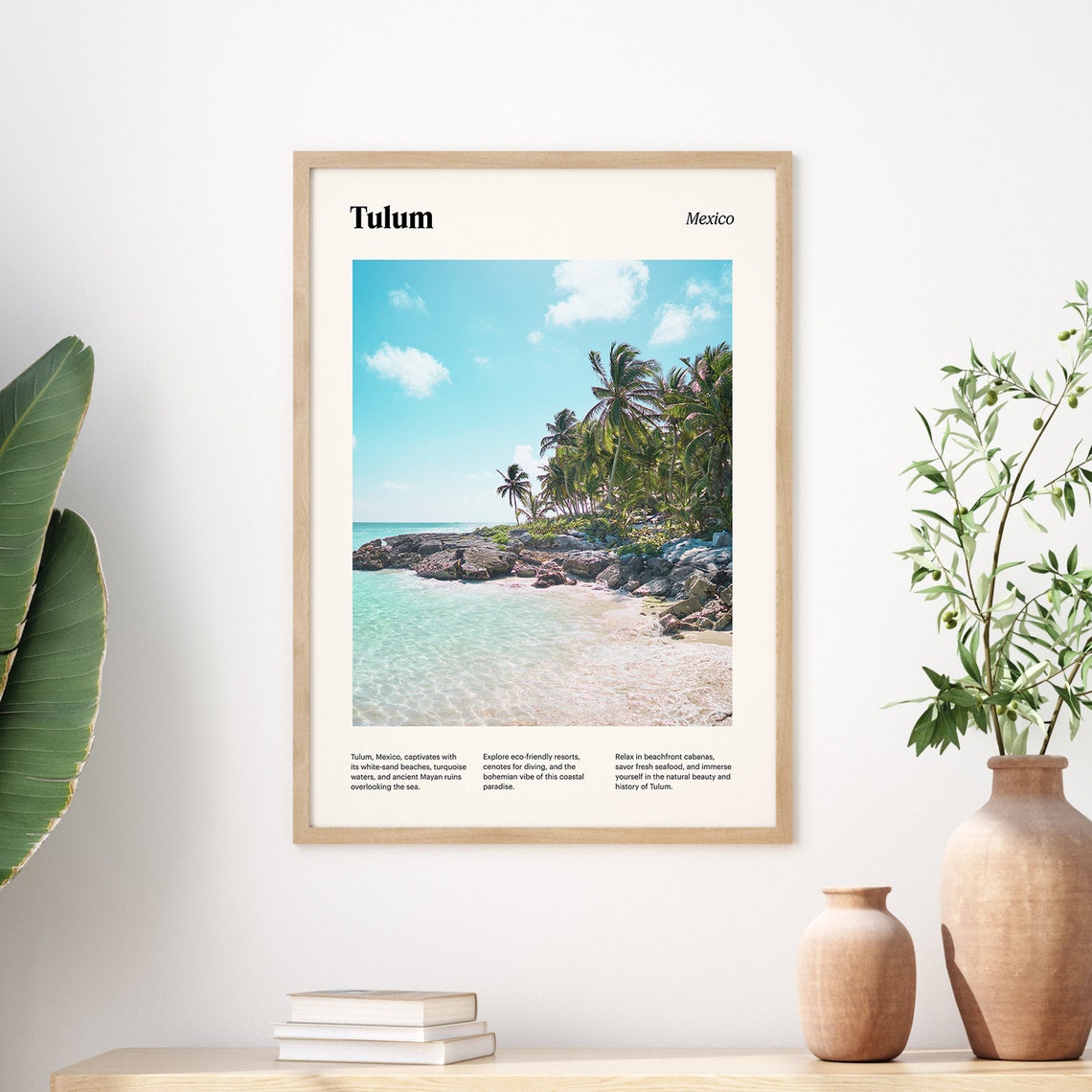 Tulum Palm Fringed Beach Turquoise Cove Mexico Travel Poster