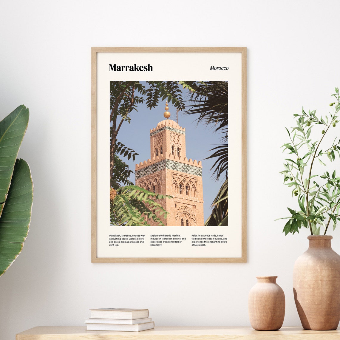 Marrakesh Koutoubia Mosque Minaret Palm Framed Morocco Poster