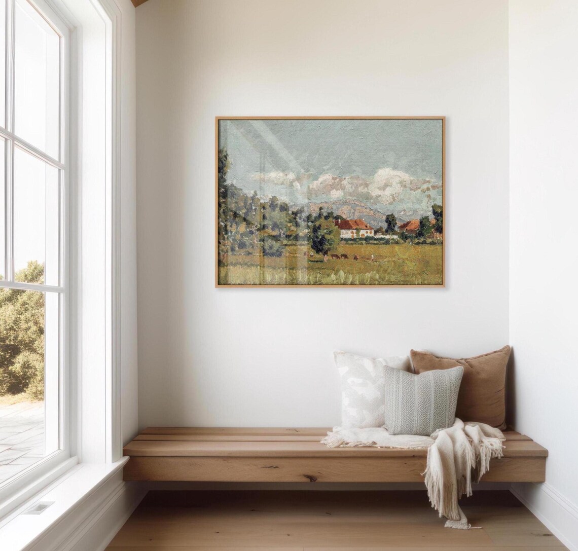 Vintage Landscape, Cottage Core Rustic Countryside Art Print - Image 3