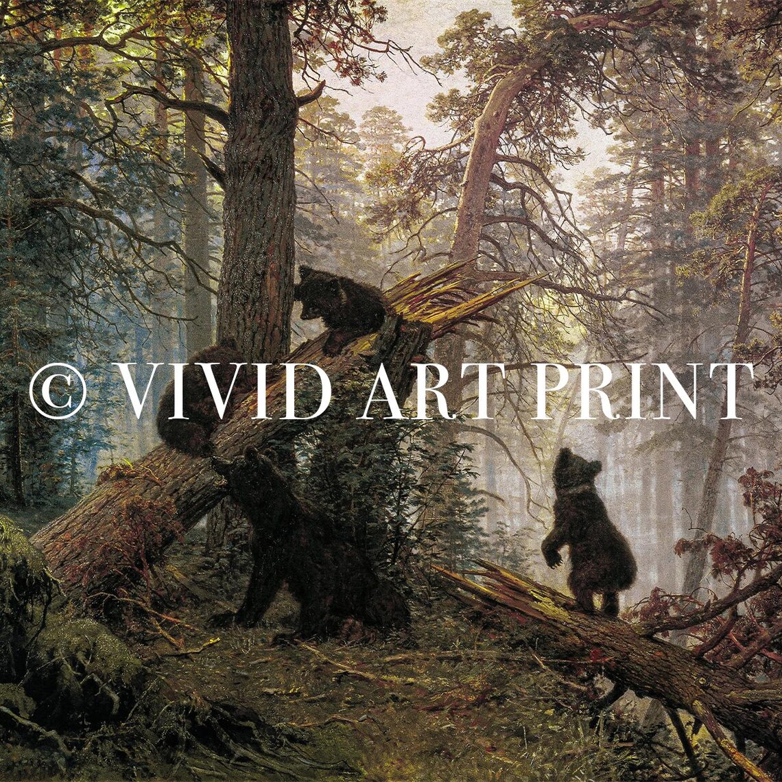 Shishkin Morning in a Pine Forest Bears Classic Vintage Art Poster - Image 4