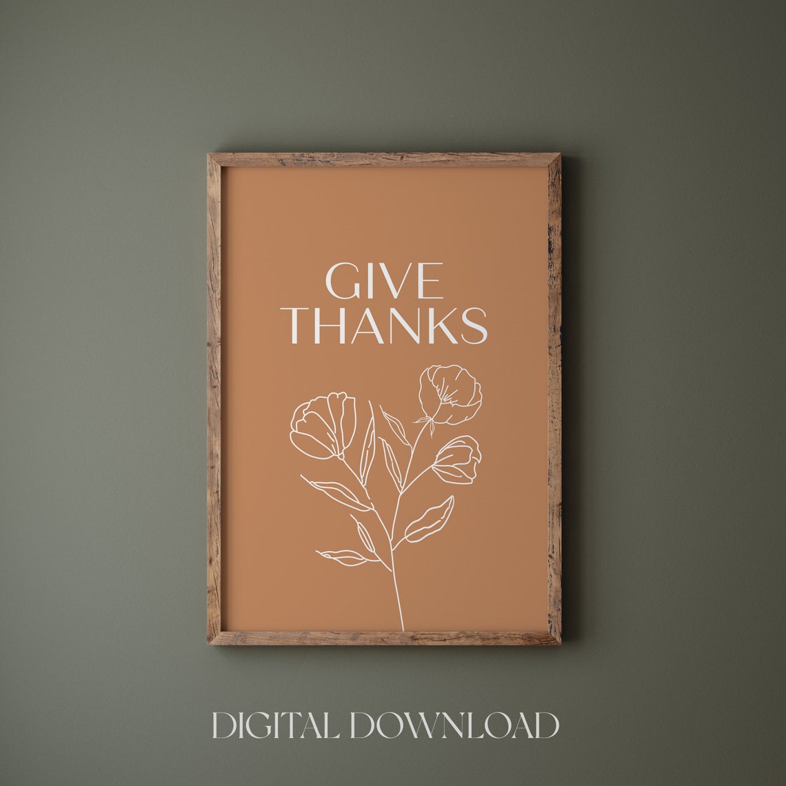 Give Thanks Thanksgiving Wall Art Print Line Art Wall Print Thanksgiving Fall Wall Deco Minimalist Bible Verse Wall Art Print