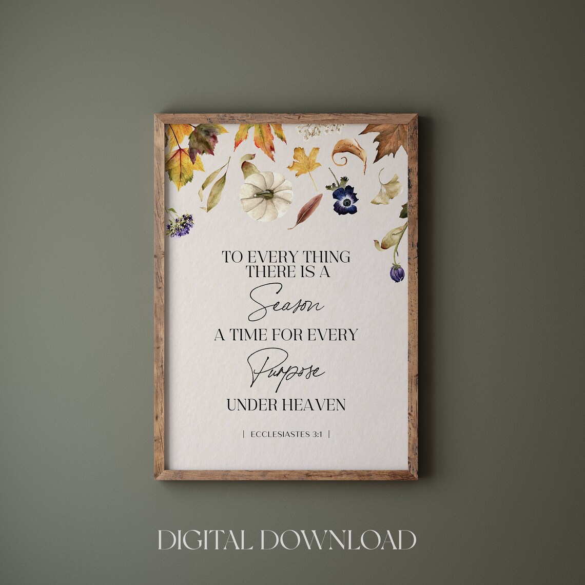 Ecclesiastes 3:1 Fall Autumn Bible Verse Art Print