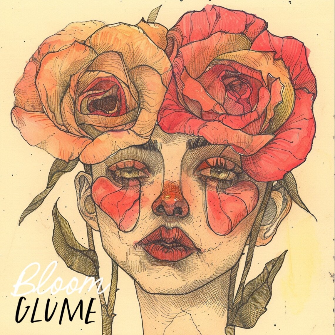 Flower Lady, Whimsical Pop Surrealism Art Print