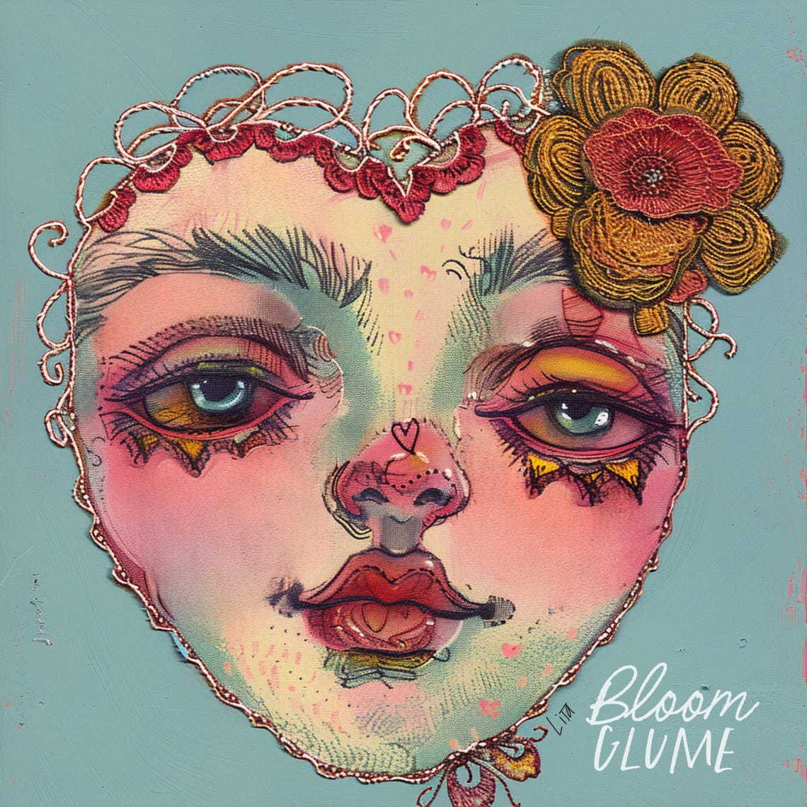 Betty Forever Valentine Heart Face Creepy Cute Pastel Goth Art Print - Image 3