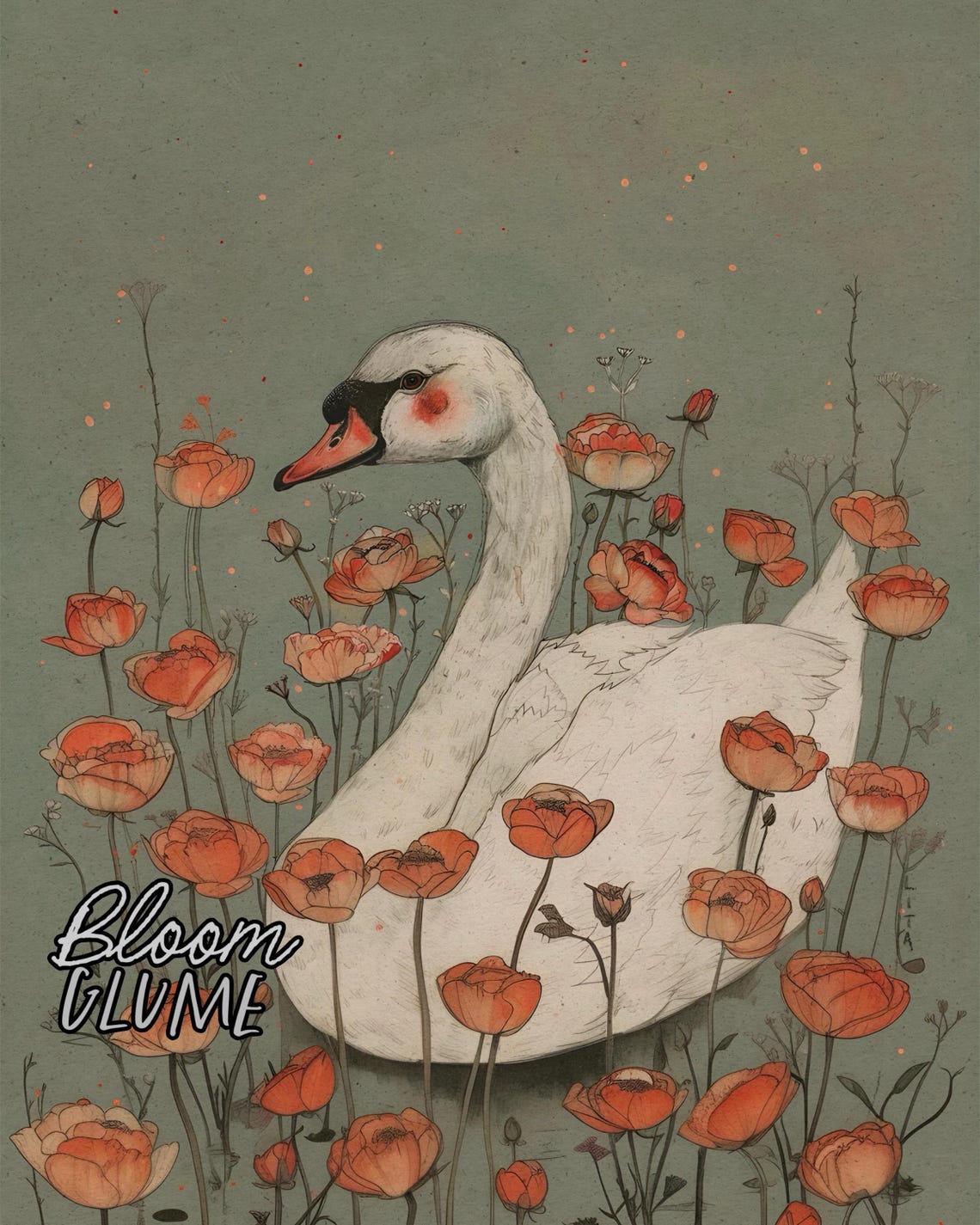 Midsummers Reverie Swan Print Secret Garden Series Print Whimsical Art Botanical Art Wildlife Art Swan Art Fairytale Art Audubon Art - Image 3