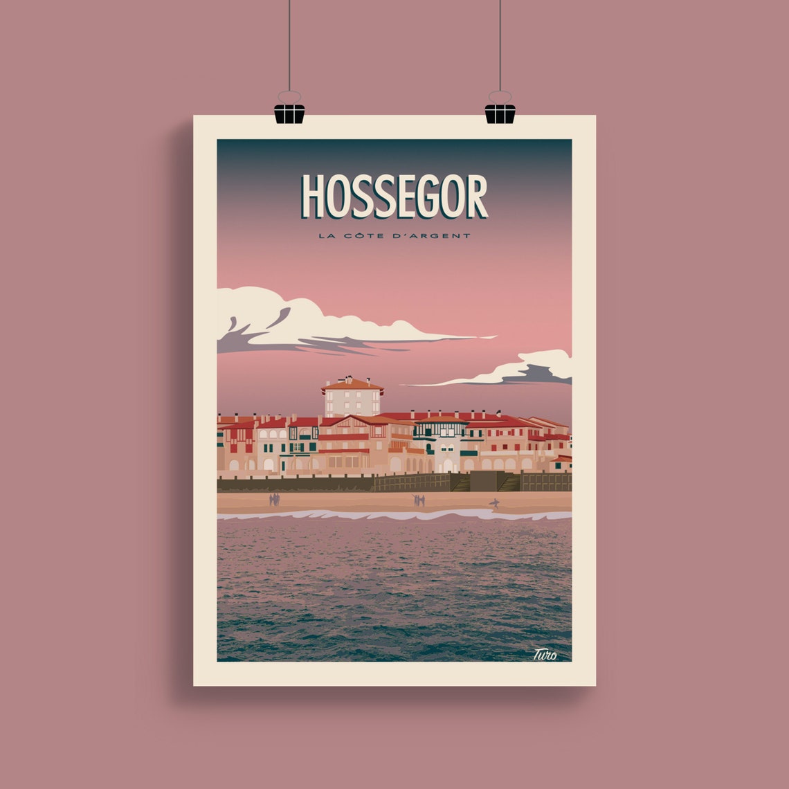 Hossegor La Cote d'Argent Beachfront Villas Sunset Travel Poster - Image 2