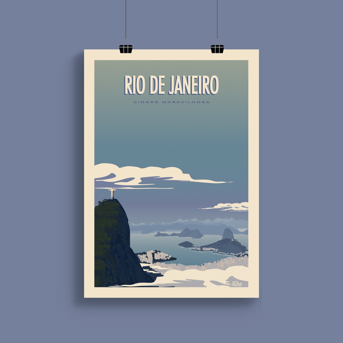 Rio De Janeiro Christ The Redeemer Bay Vintage Travel Poster