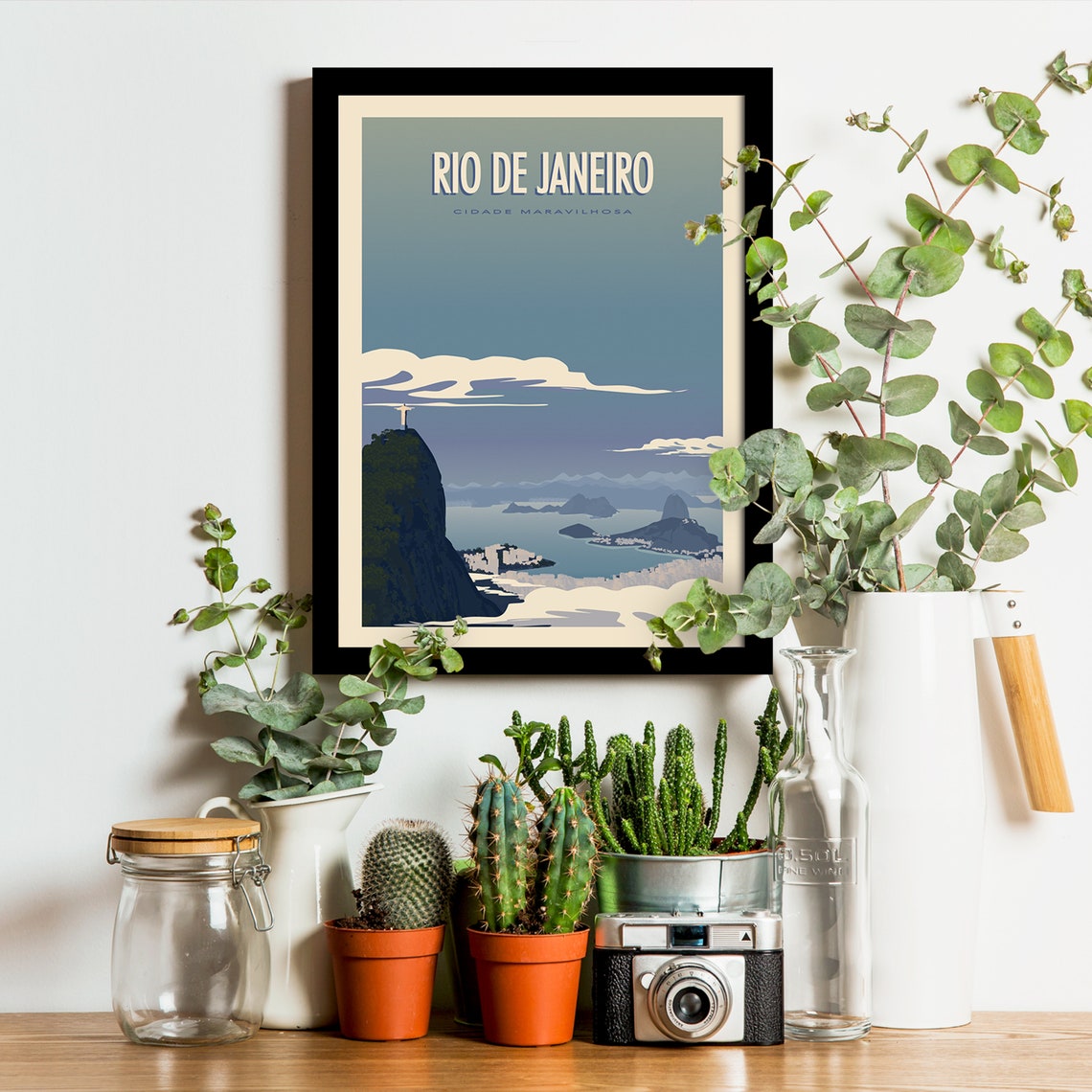 Rio De Janeiro Christ The Redeemer Bay Vintage Travel Poster - Image 2