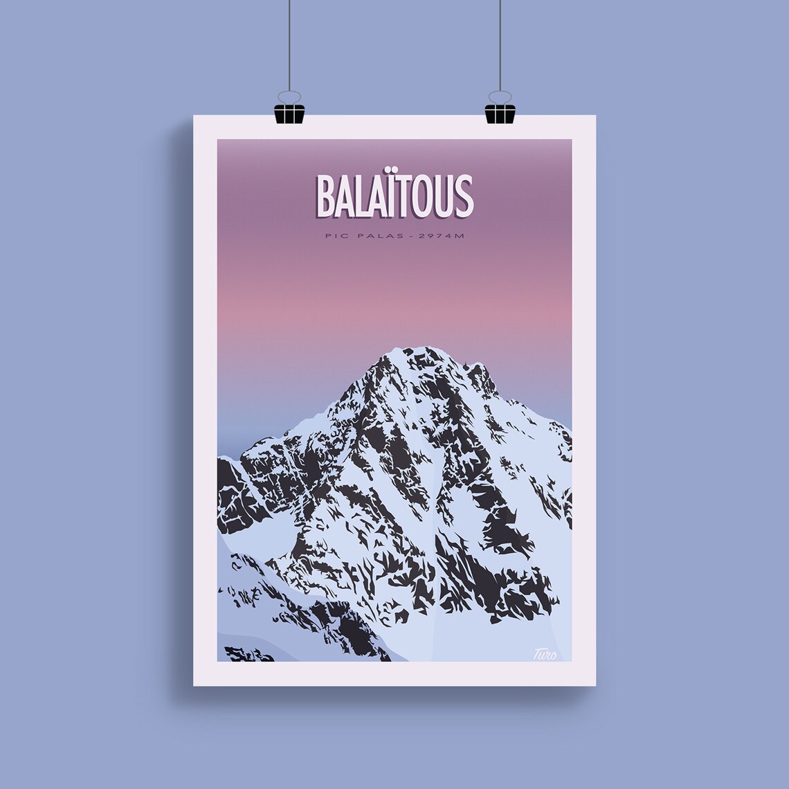 Pic Du Balatous Vintage Pyrenees Travel Poster - Image 2