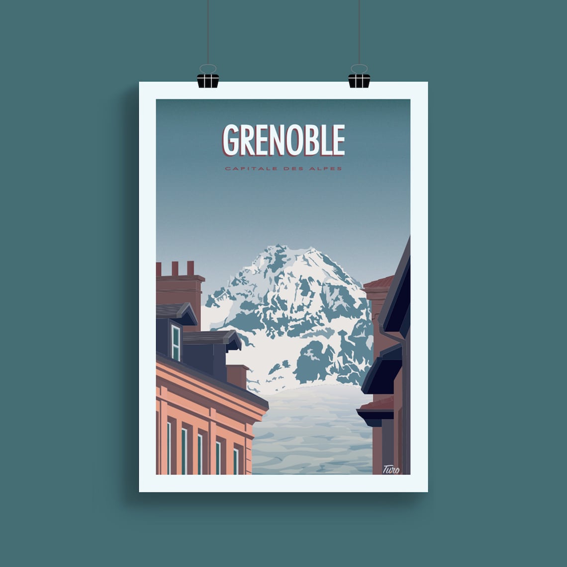 Grenoble Travel Poster, Vintage Alps Landscape - Image 2