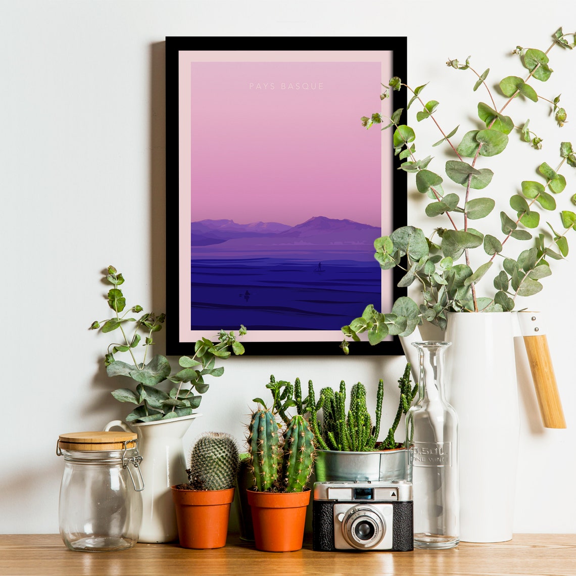 Pays Basque Purple Sunset Surf Over Ocean Vintage Travel Poster - Image 3