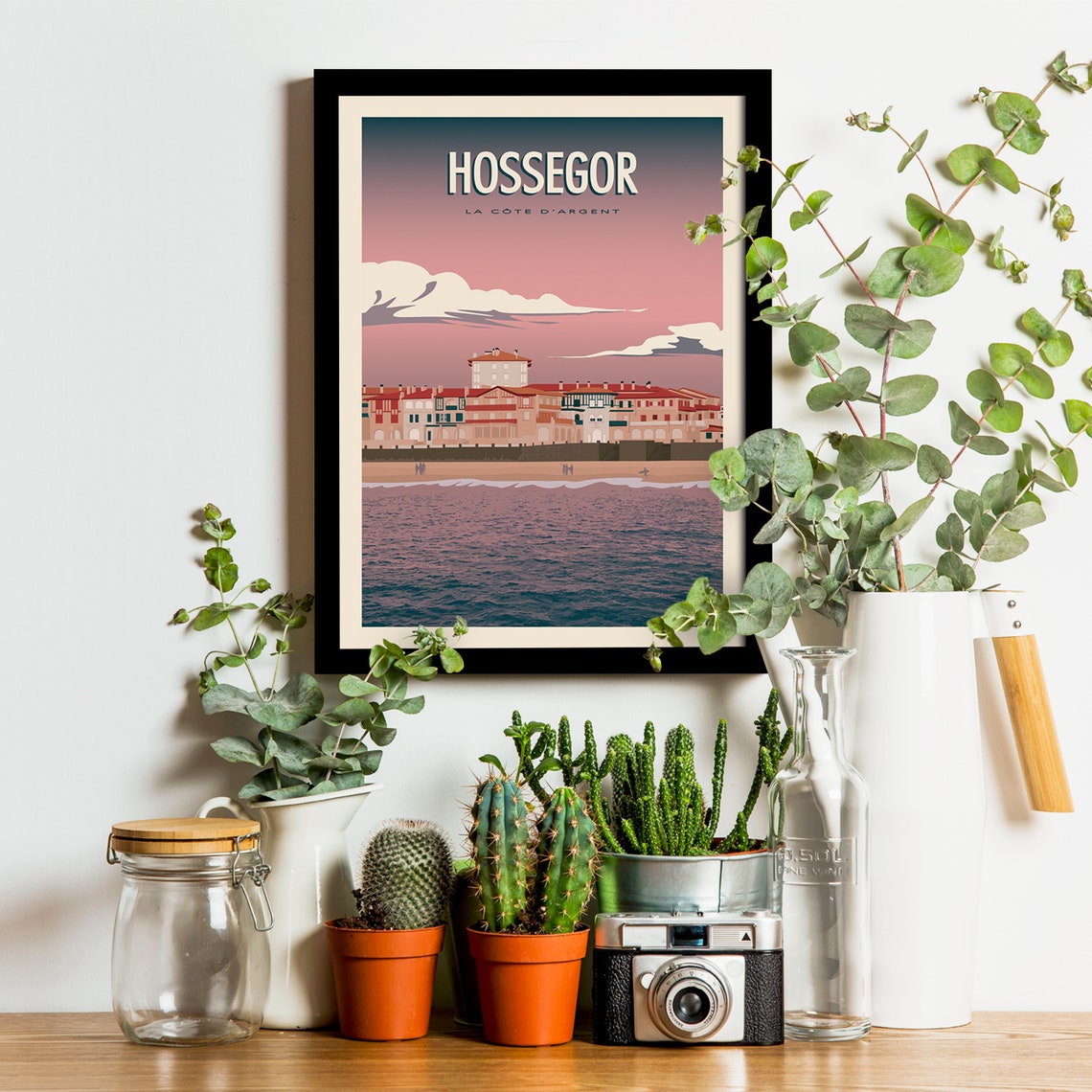 Hossegor La Cote d'Argent Beachfront Villas Sunset Travel Poster - Image 3