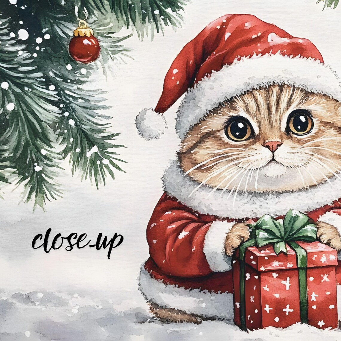 Cute Kitten in Santa Costume Holding Gift Christmas Frame TV Poster - Image 4