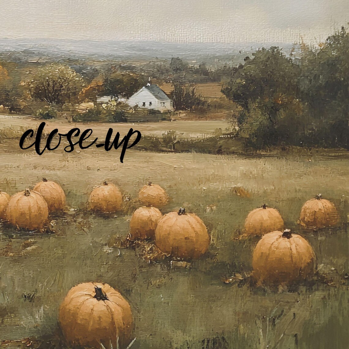 Vintage Pumpkin Patch Field Farmhouse Harvest Countryside Art Poster - Image 4