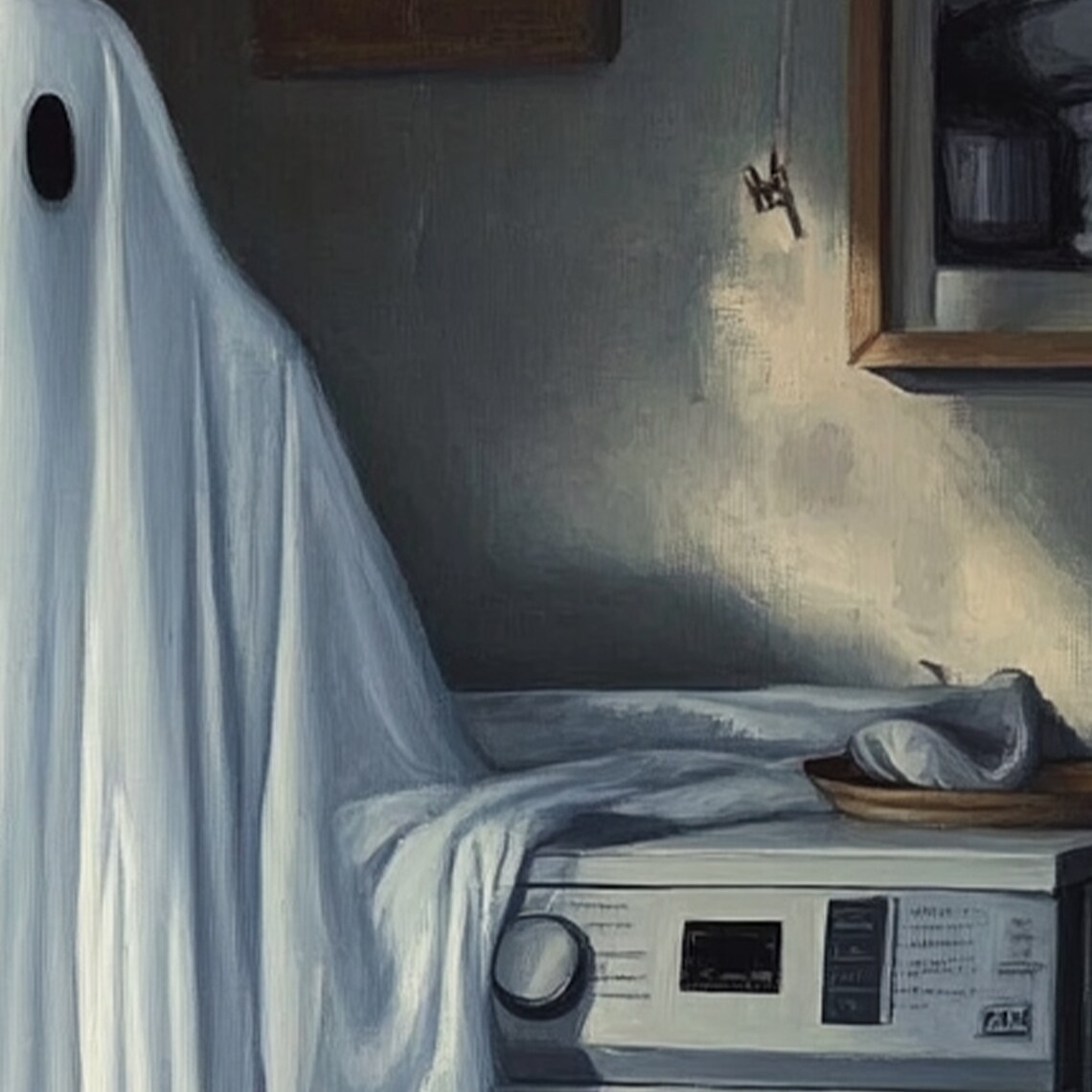 Spooky Ghost Laundry Day Halloween Bathroom Art Print - Image 2