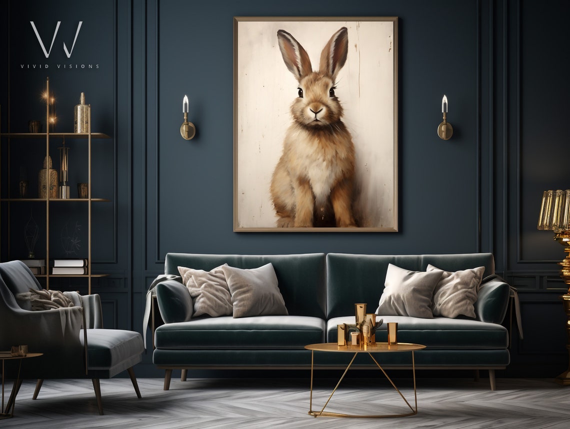 Vintage Brown Bunny Portrait Rustic Farmhouse Rabbit Art Poster - Image 4