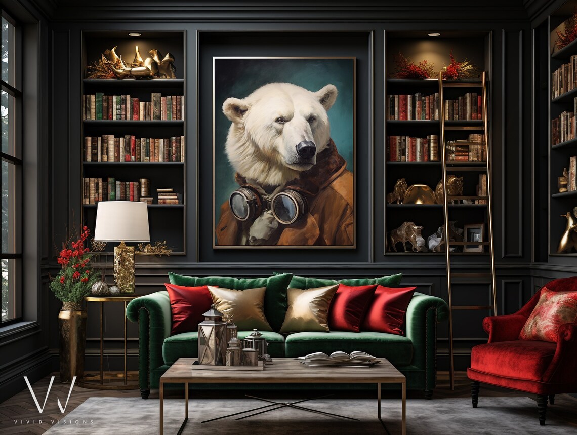 Victorian Polar Bear Portrait, Gothic Animal Art Print - Image 3