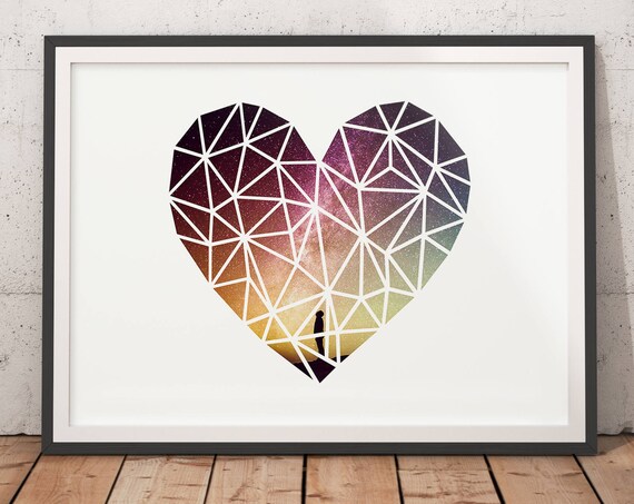 Minimalist Heart Print Modern Wall Art Scandinavian Poster Scandinavian Design Geometric Poster Love Print Scandinavian Poster