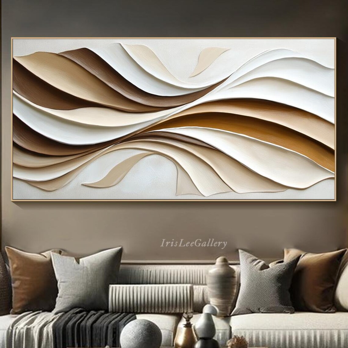 Minimalist Wabi Sabi Wave Wall Art Print, Neutral Tones