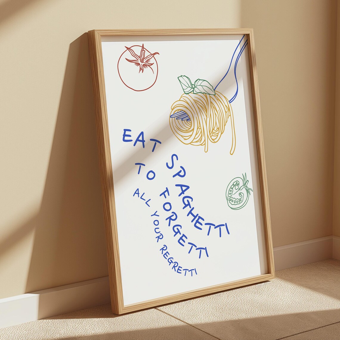 Eat Spaghetti To Forgetti, Bistro Pasta Wall Art Print