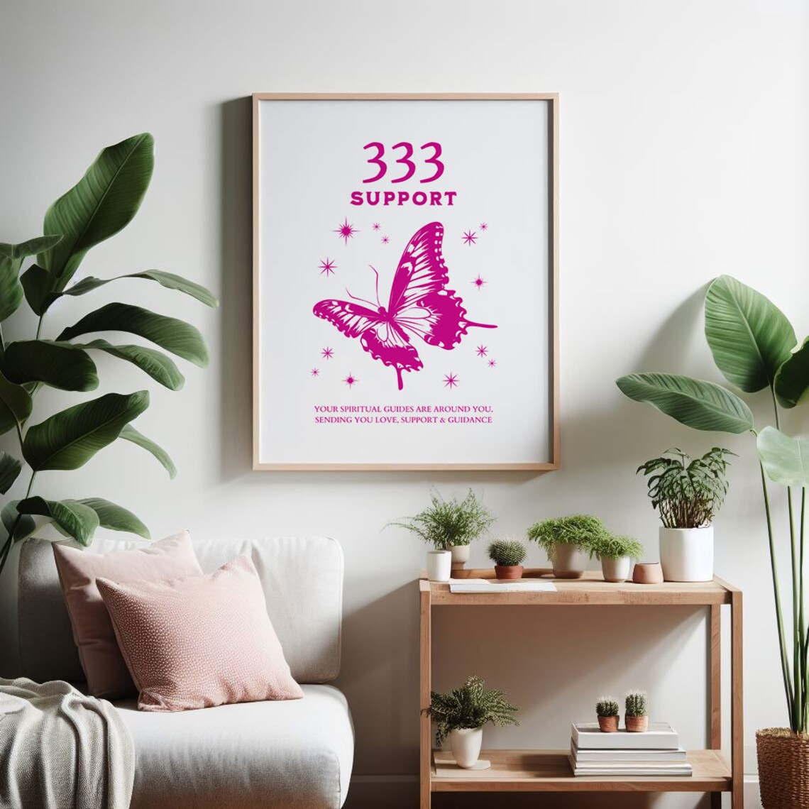 Angel Number 333 Support Butterfly Spiritual Guidance Wall Art - Image 3