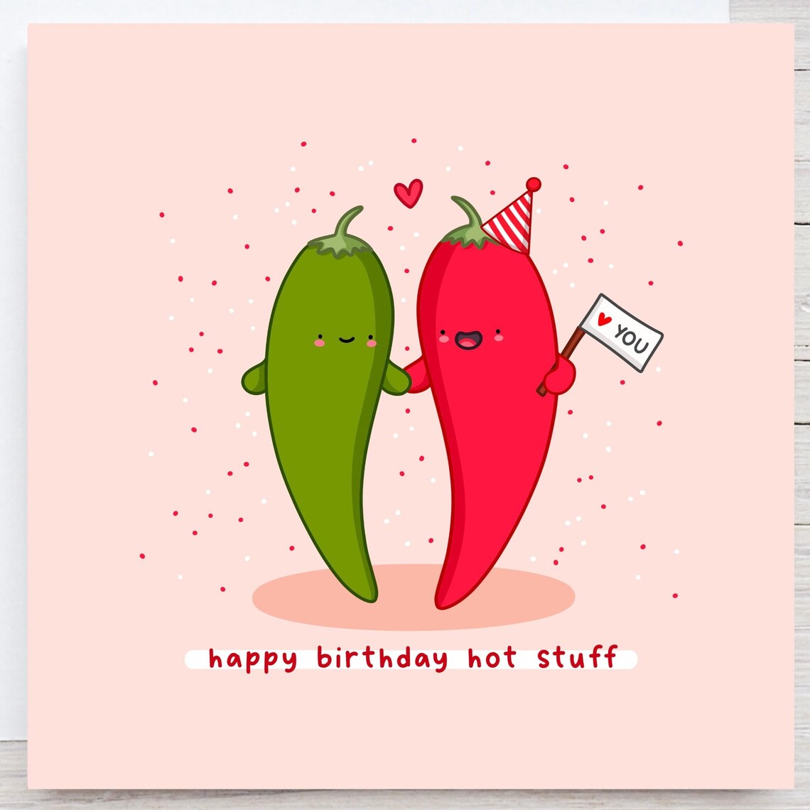 Happy Birthday Hot Stuff Funny Chili Pepper Pun Card Art Poster