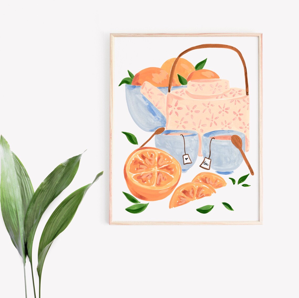 Oranges and Tea Watercolor Art Print, Kitchen Decor - Image 3