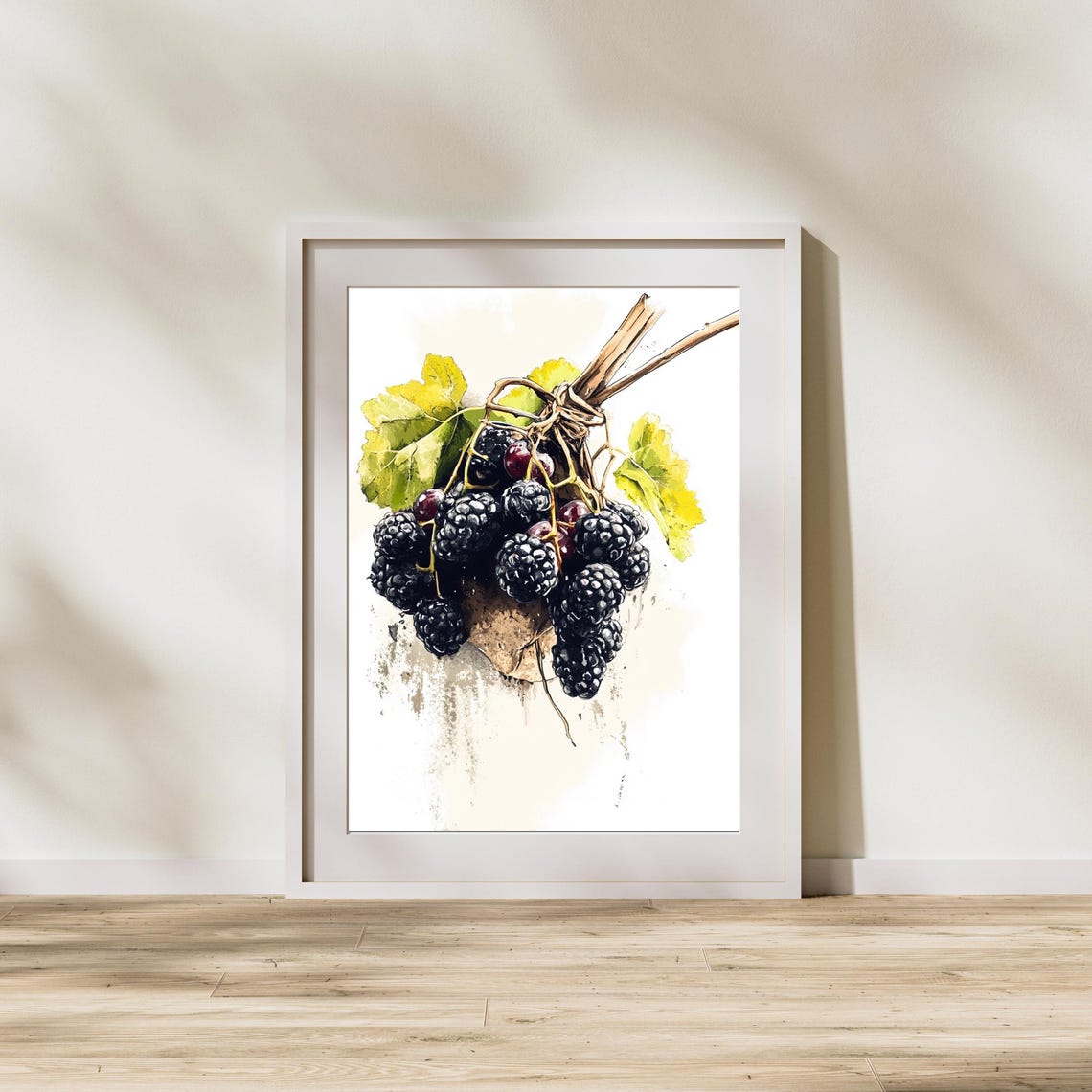 Wild Blackberries On The Vine Watercolor Berry Fruit Wall Poster - Image 3