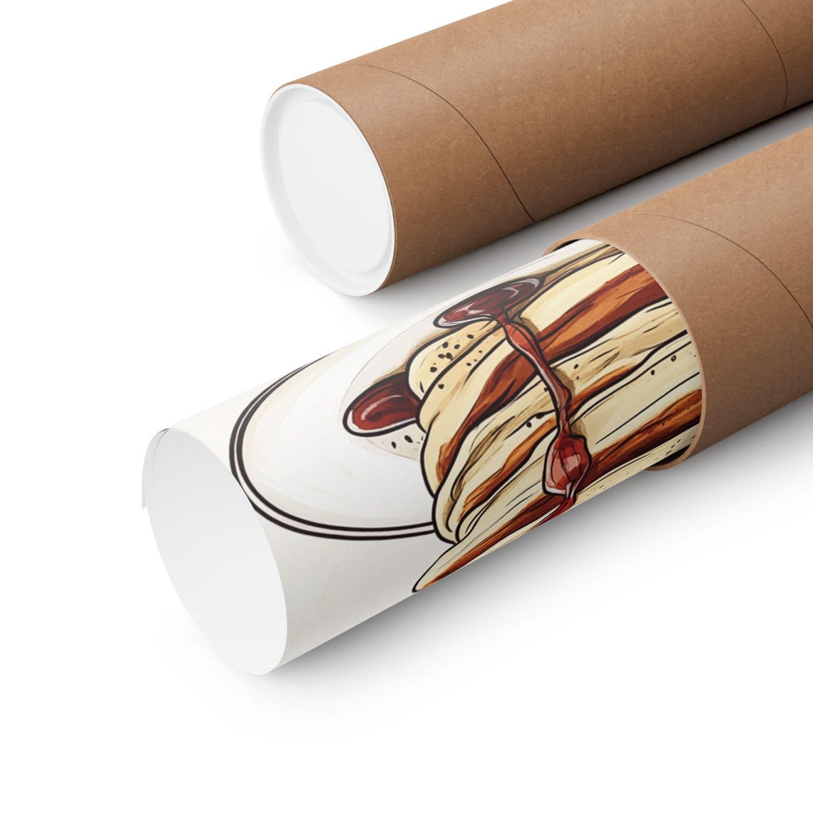 Berry Pancake Stack with Dripping Syrup Sketch Illustration Poster - Image 3