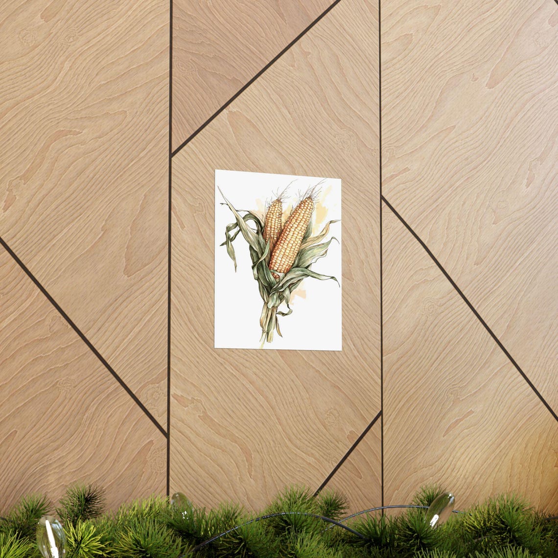 Golden Corn Ears Autumn Harvest Watercolor Botanical Kitchen Poster - Image 2